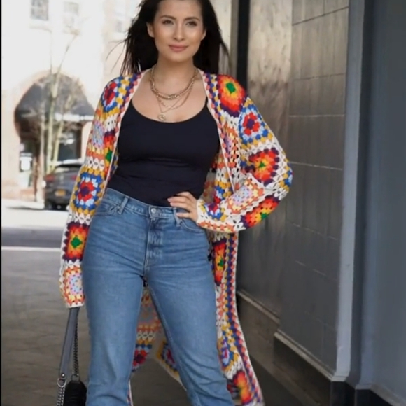 Hand knit crochet Kimino - Picture 1 of 4